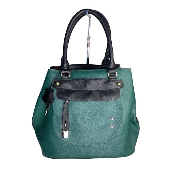 Satchel Handbags - Womens Hat Style Purse Green Black Handbag Satchel